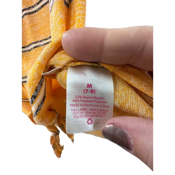 🌸3/$15🌸Juniors Yellow Striped Short Sleeve with Tie at Waist Blouse sz M - Picture 6 of 6